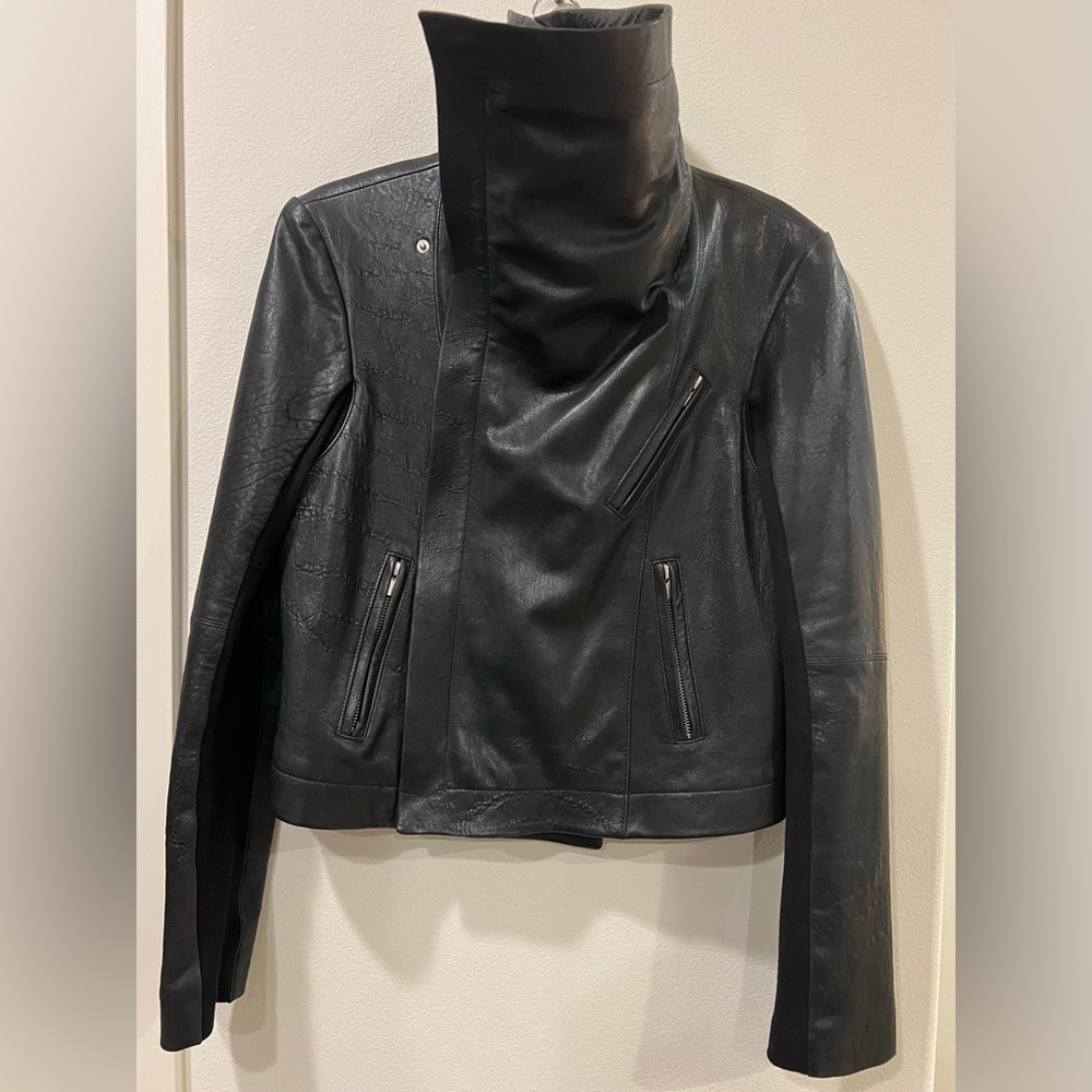 RESERVED LISTING Veda Black Leather Jacket Max Classic Large L Lambskin Moto - Picture 6 of 15